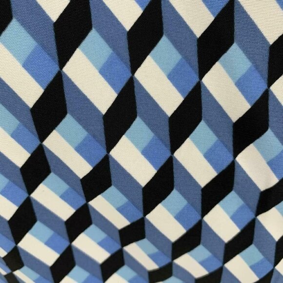 DVF Diane von Furstenberg Cleo Harlequin Ivory blue diamond shift dress new 4 - Picture 4 of 6